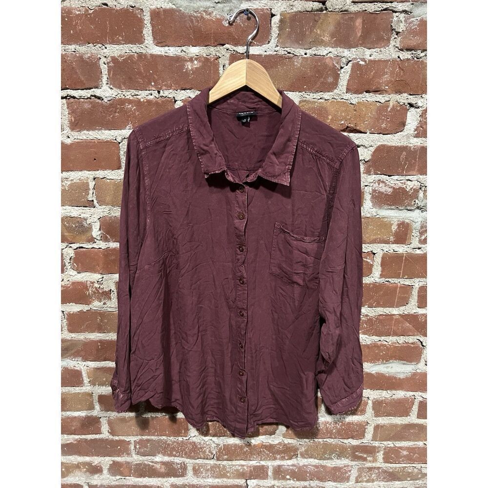 Torrid Plus Size Womens Rayon Maroon Long Sleeve Button Down Shirt Top Size 3X